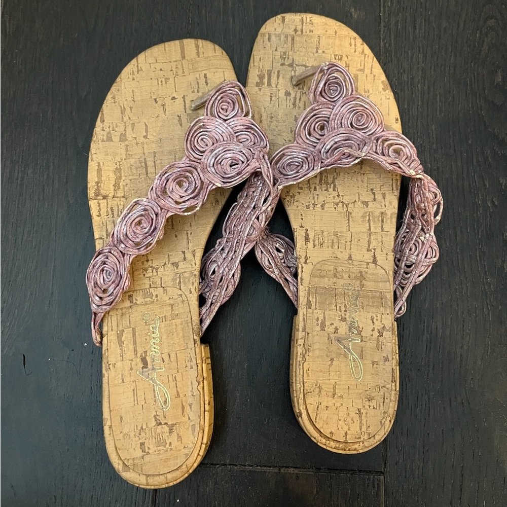 Women’s 8WW Annie Brand Sandals with Pink Rose Details